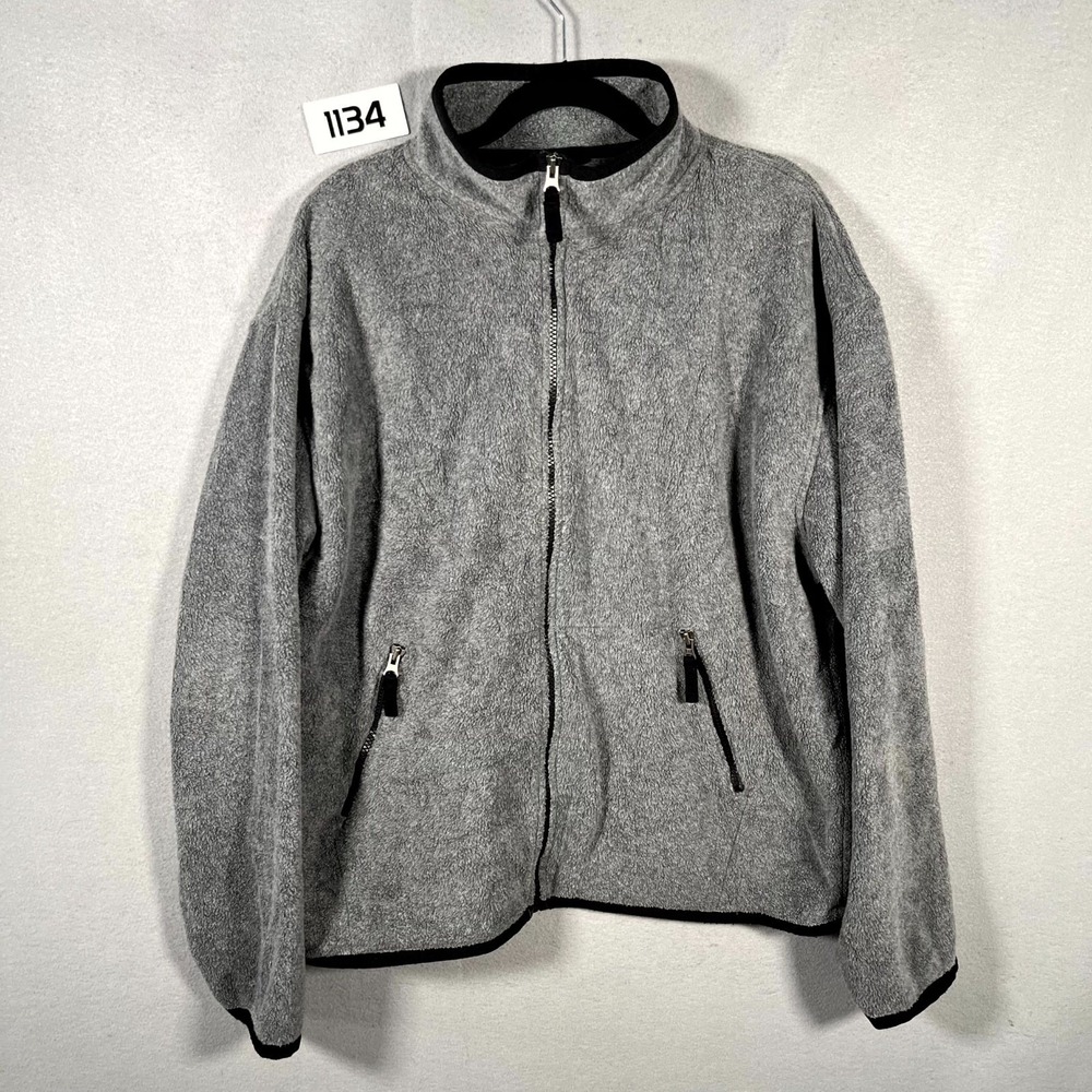 Gap Jacket Mens Medium Gray Full Zip Soft‎ Fleece Long Sleeve Mock Neck Winter